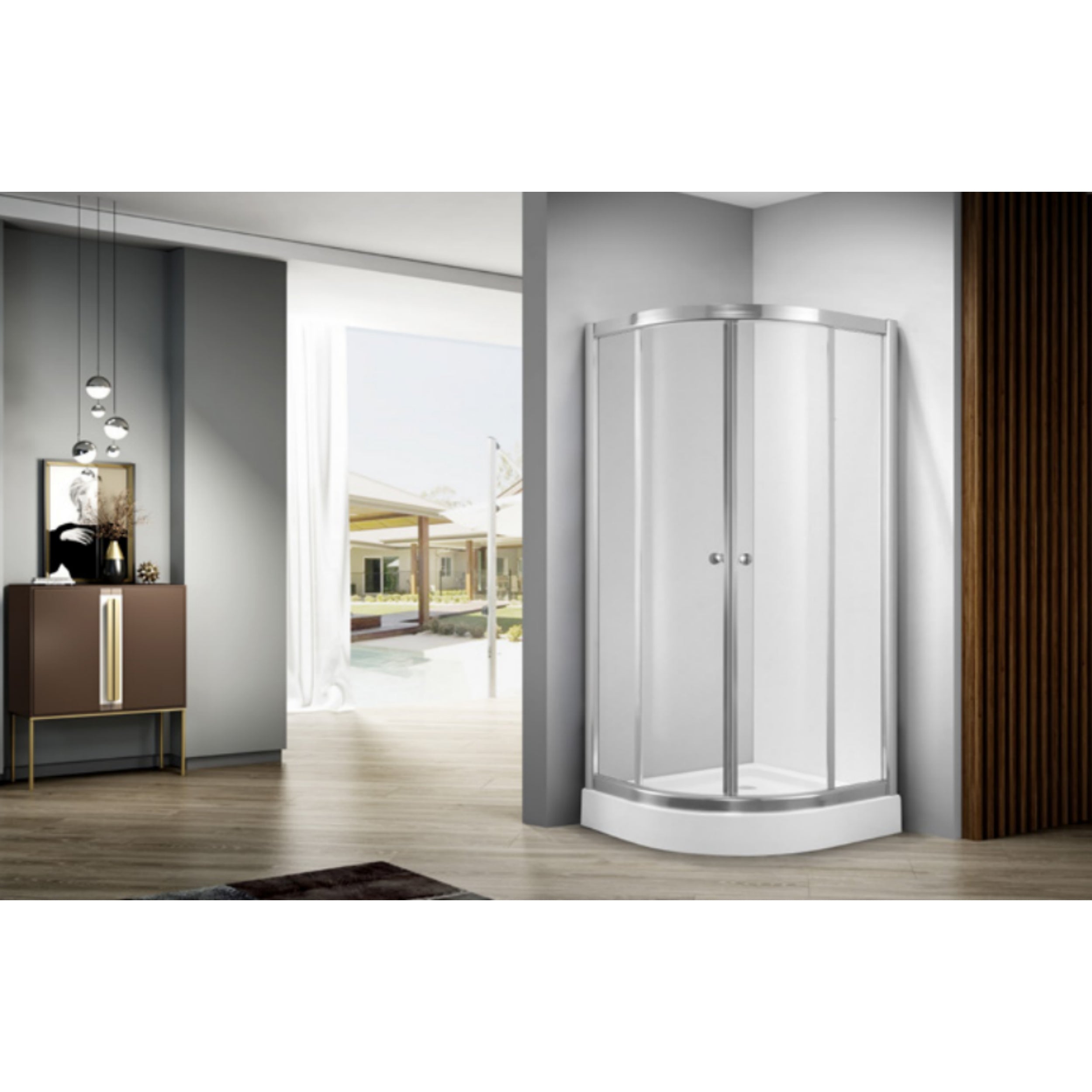 Sector Shape Shower Enclosure made of High-Quality Sanitary Grade Tempered Glass L1490