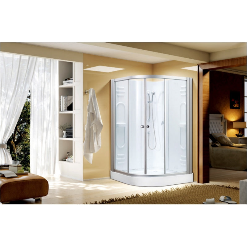 White Arc Shape Shower Enclosure made of High-Quality Sanitary Grade Tempered Glass L0312-B