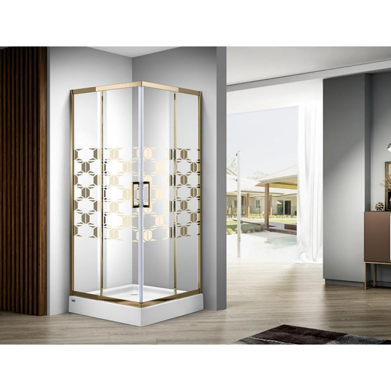 Titanium Golden Square Shape Shower Enclosure made of High-Quality Sanitary Grade Tempered Glass LBS2482-TG