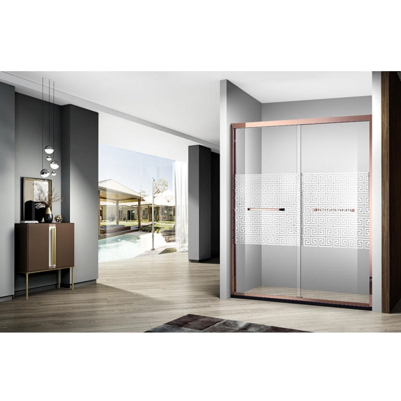 Rose Golden Straight Shape Shower Door made of High-Quality Sanitary Grade Tempered Glass LBS7835-RG