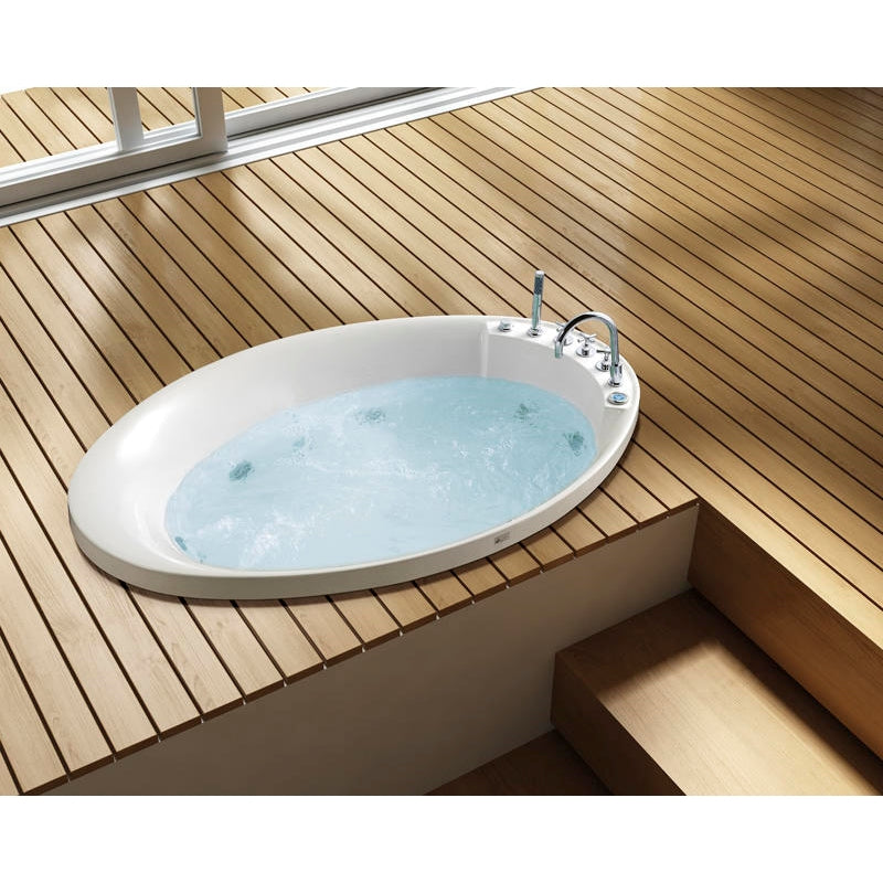 Modern Acrylic Alcove White Whirlpool Bathtub, 70.87"×47.24"×23.62" Whirlpool Massage Bathtub with Air Switch Control, Water and Air Massage Jets, LED Lighting, Mixer Faucets, and Overflow Drain,Built-In/No Apron,M1710