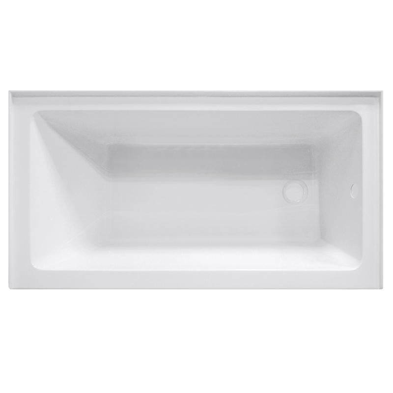 Acrylic Drop-In Skirted Alcove Bathtub with Optional Left/Right Drain, Slip-Resistant, 60"×32"×21½", Rectangle, White, Model MGLI-DT2585 (L/R)